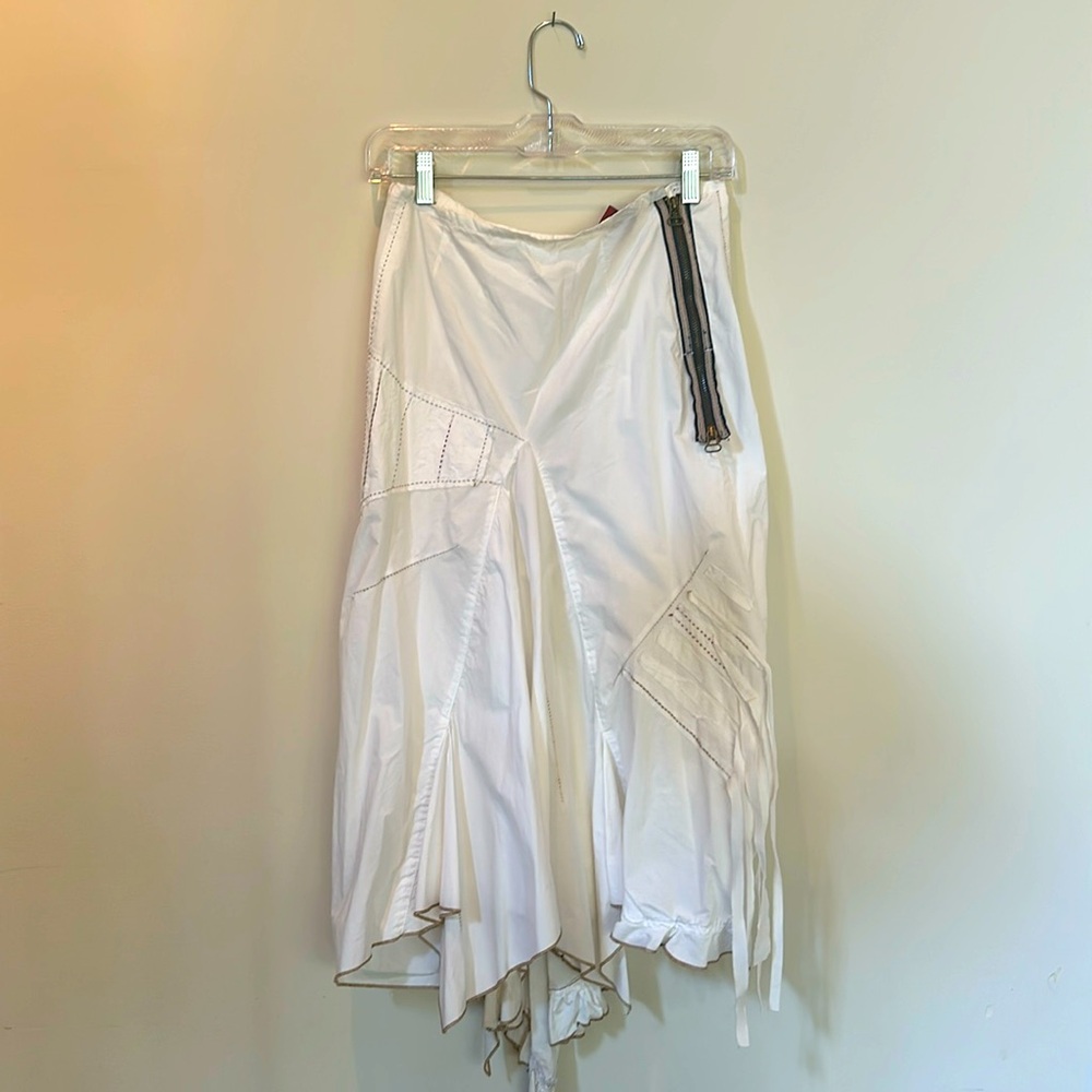 Marithe Francois Girbaud white skirt with back side train.